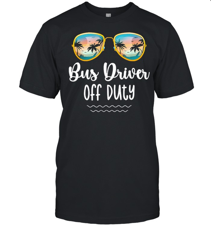Off duty yellow school bus driver beach summer trip shirt