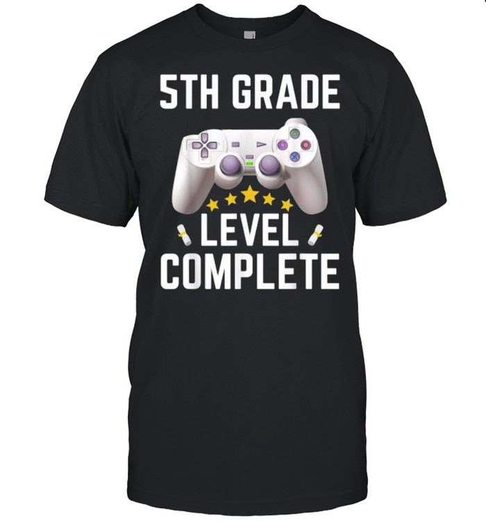 5th Grade Level Complete Gamer Class Of 2021 Graduation Five Star Shirt