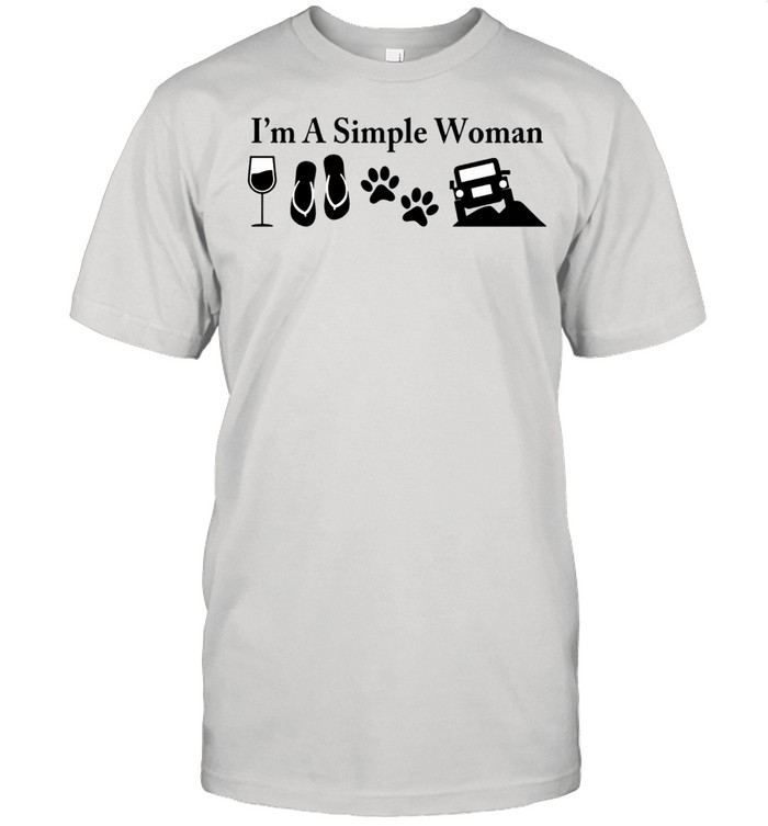 Funny I'm a Simple Love Flip Flops Wine Dog Design shirt