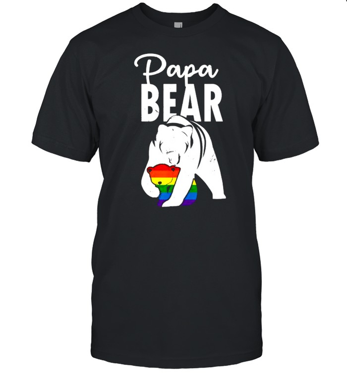 Papa Bear Gay Pride Rainbow Flag LGBT Dad Camping Father Day  Classic Men's T-shirt