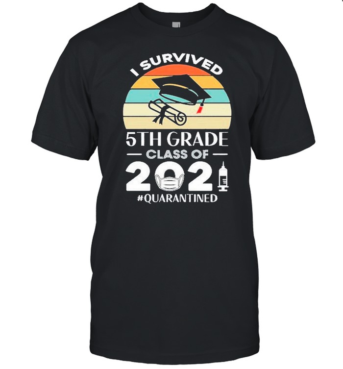 Vintage I Survived 5th Grade Class Of 2021 Mask Quarantined shirt Classic Men's T-shirt