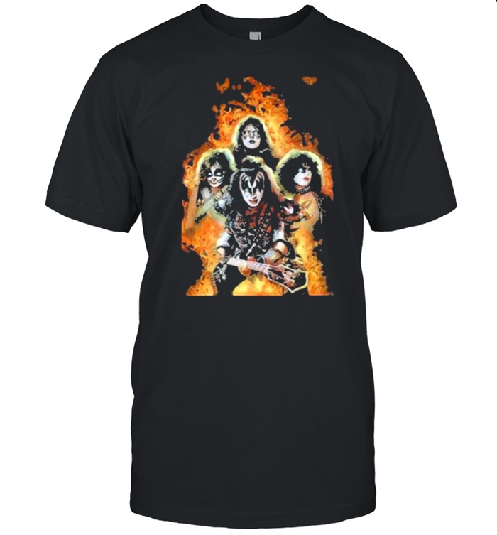 Kiss band rock music girls fire shirt