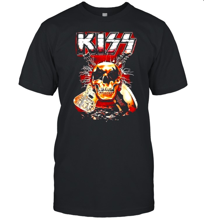 Kiss skull guitar band rock music shirt