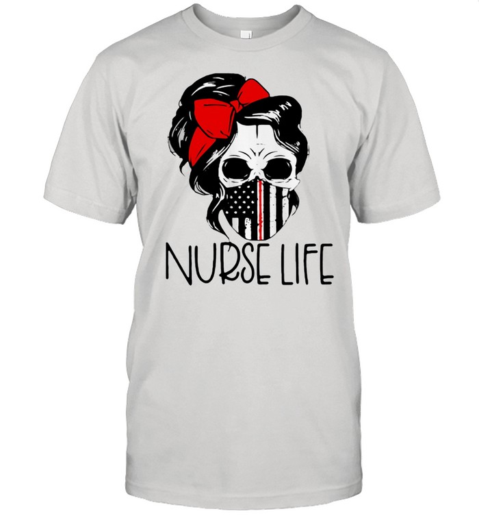 Nurse Life Skull American Flag  Classic Men's T-shirt