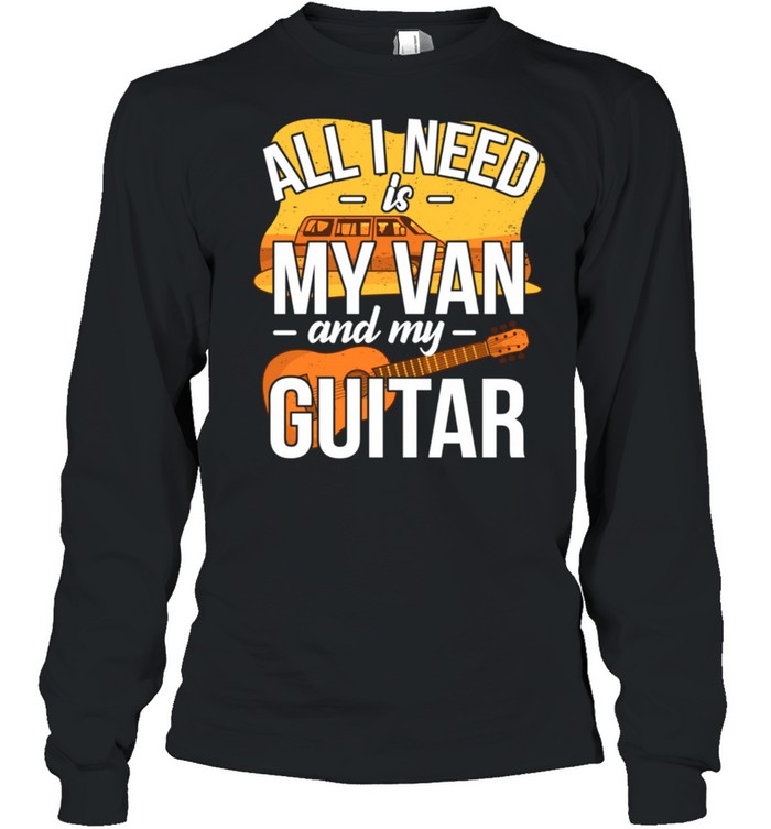 Vintage Camping Van Guitar Player Camper Guitarist shirt Long Sleeved T-shirt