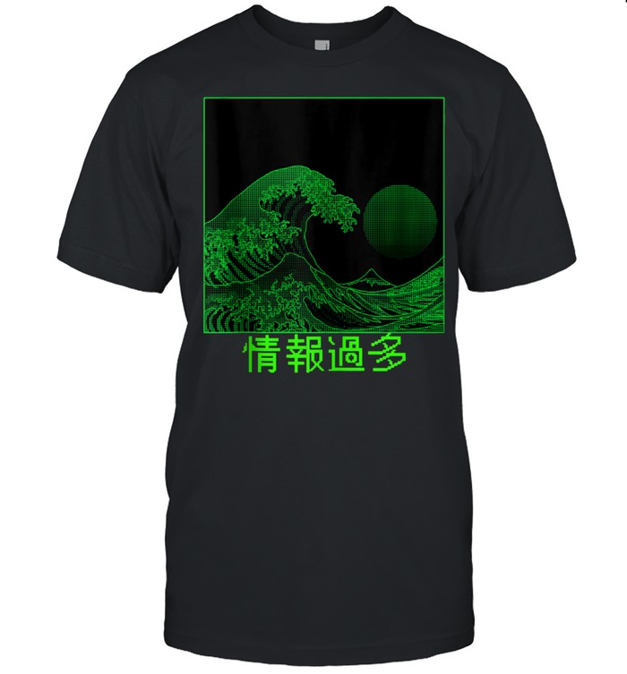 Digital Great Wave Off Kanagawa Computer Pixelated Japanese shirt