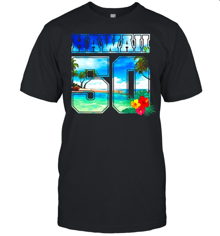 Hawaii 50Th State Hawaii Hibiscus 50 Ver2 T-shirt Classic Men's T-shirt