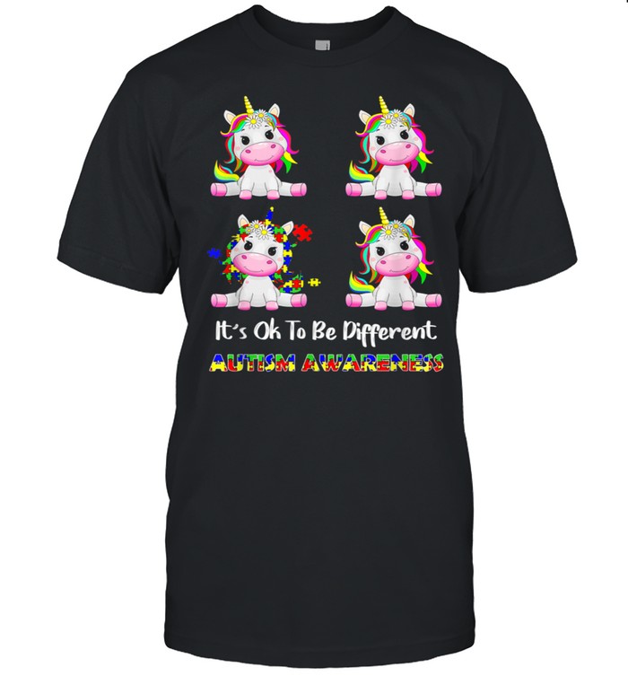 It's Ok To Be Different Unicorn Puzzle Autism Awareness shirt