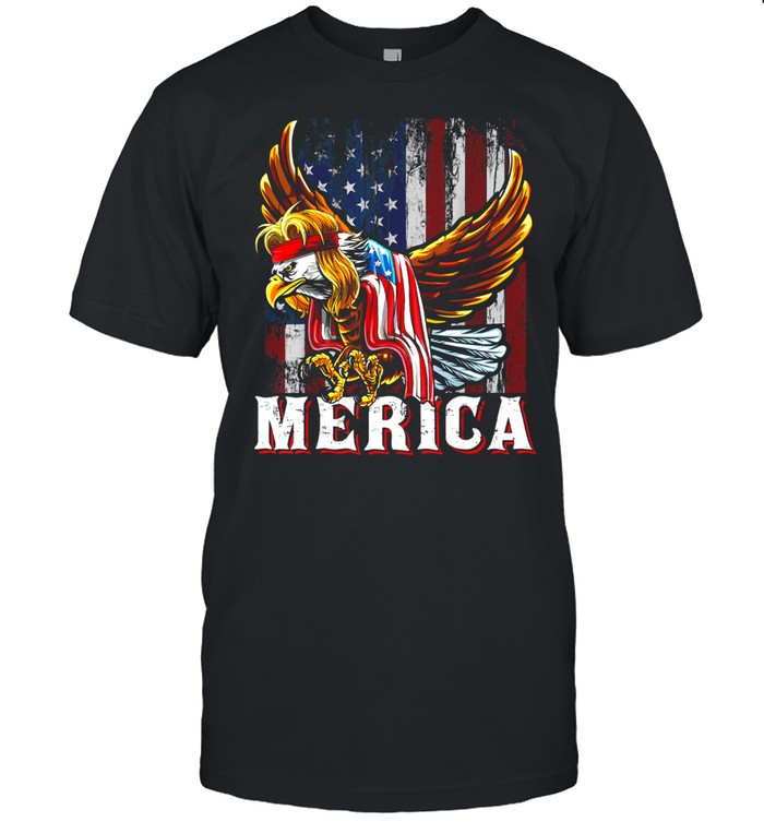 Merica Bald Eagle Mullet 4th of July American Flag Patriotic shirt