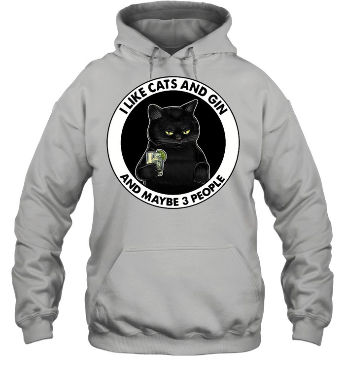 I Like Cats And Gin And Maybe 3 People T-shirt Unisex Hoodie