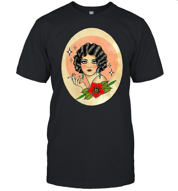 American Traditional Tattoo Lady Head Vintage T-shirt Classic Men's T-shirt