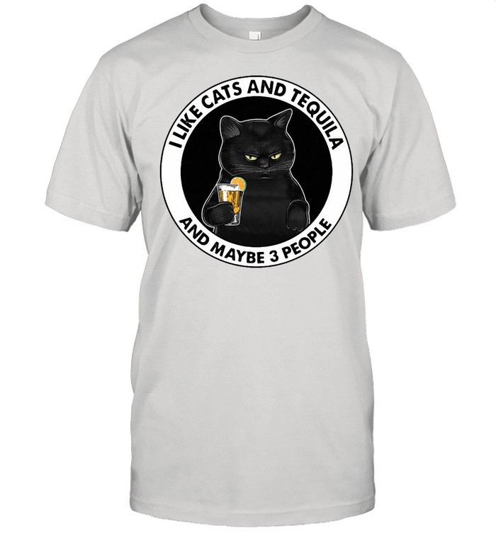 Black Cat I Like Cats And Tequila And Maybe 3 People T-shirt Classic Men's T-shirt