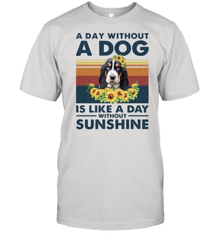 A Day Without A Dog Is Like A Day Without Sunshine Basset Hound Vintage  Classic Men's T-shirt