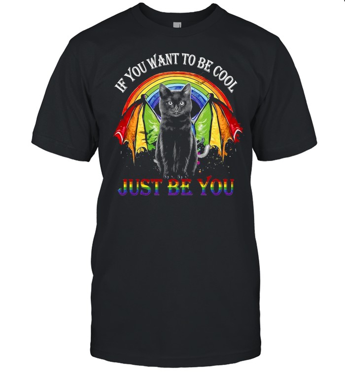 Lgbt Black Cat If You Want To Be Cool Just Be You Rainbow T-shirt Classic Men's T-shirt