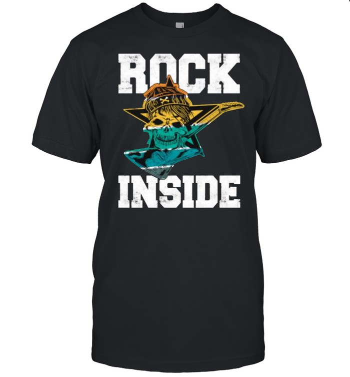 Rock Inside Rock n Roll Guitar Skull Vintage T-Shirt