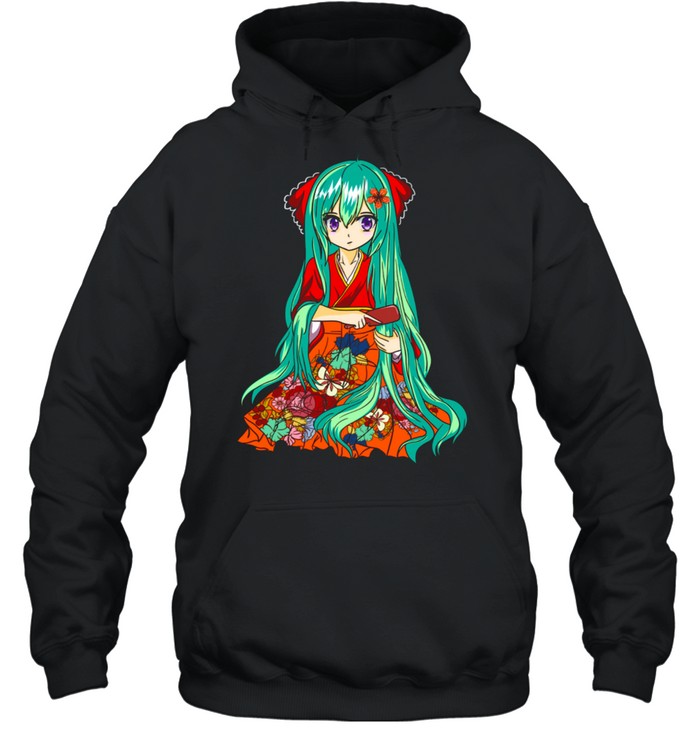 Traditional Japanese Anime Girl Cherry Blossoms shirt Unisex Hoodie