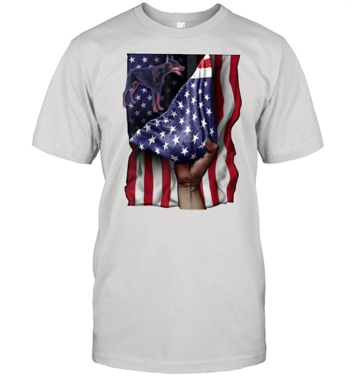 Day Of Independence US Flag Doberman T- Classic Men's T-shirt
