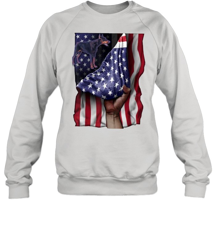 Day Of Independence US Flag Doberman T- Unisex Sweatshirt