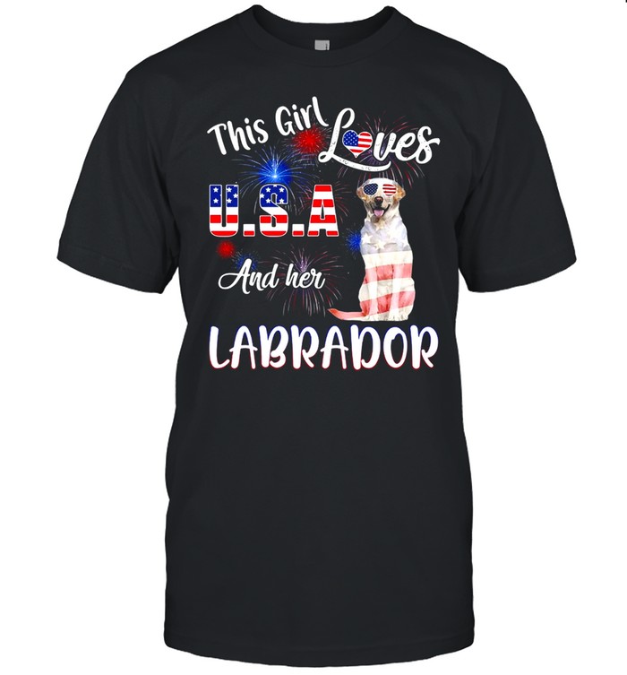 Yellow Labrador This Girl Loves USA And Her Labrador American Flag T-shirt