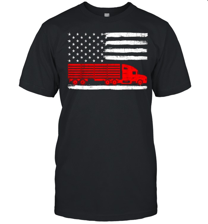 American Trucker USA Flag Truck Driver Driving Trailer T- Classic Men's T-shirt
