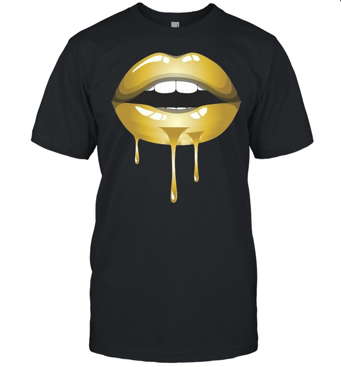 Gold Dripping Lips Female Lips T-shirt Classic Men's T-shirt