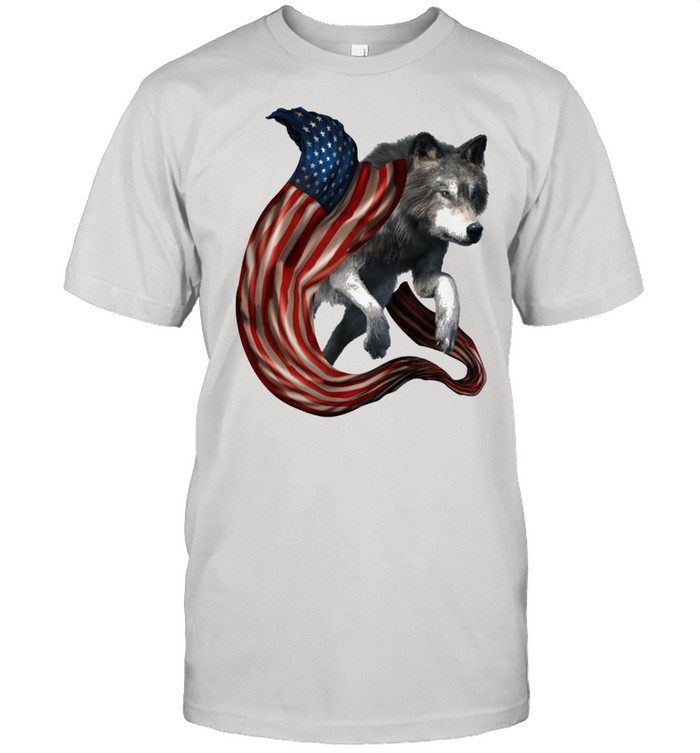 Wolf Cool And Freedom Wolf Lovers American Flag shirt Classic Men's T-shirt