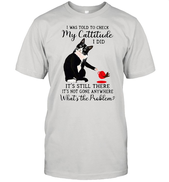 Black Cat I Was Told To Check My Cattitude I Did It’s Still There It’s Not Gone Anywhere What’s The Problem  Classic Men's T-shirt