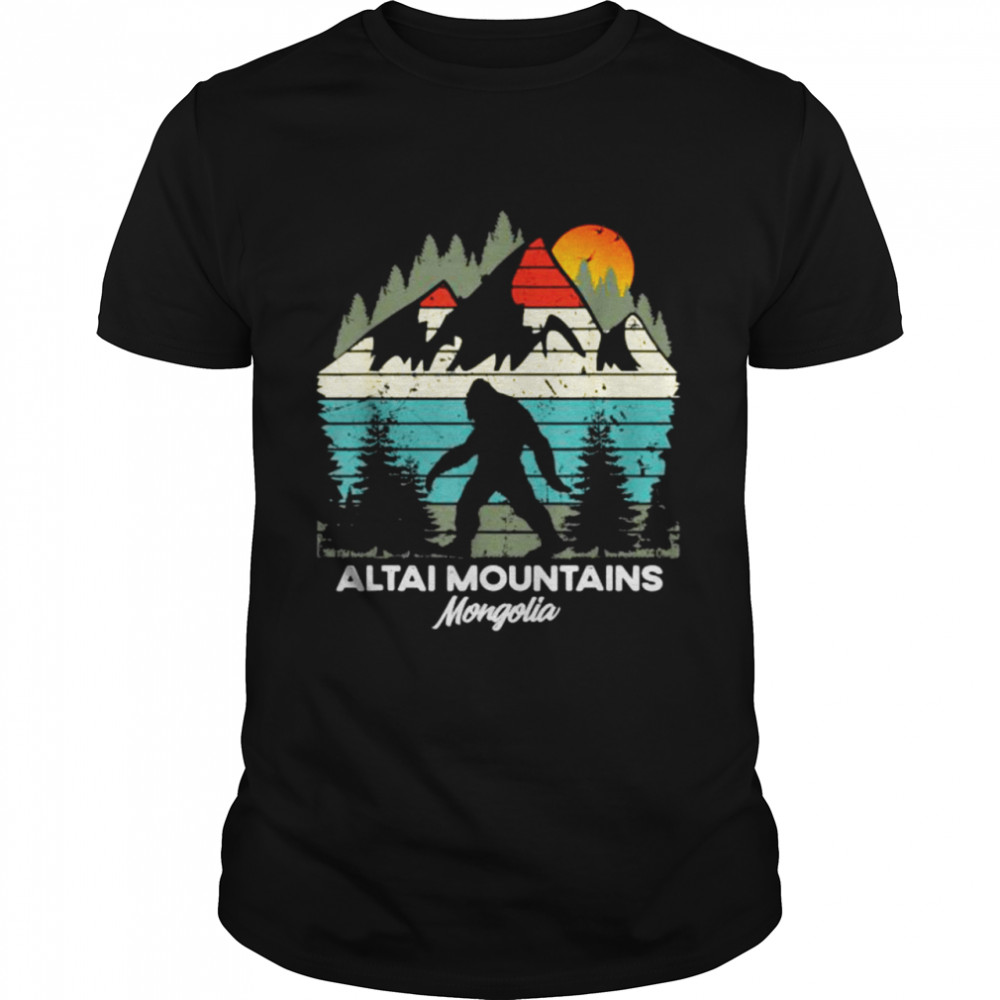 Altai Mountains Mingolia Bigfoot Hiking Sunset Vintage T-Shirt