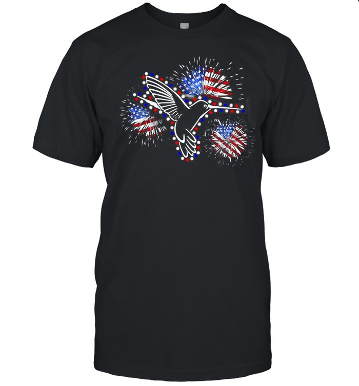 American Flag Hummingbird Flag Fireworks Bird Lover T-shirt