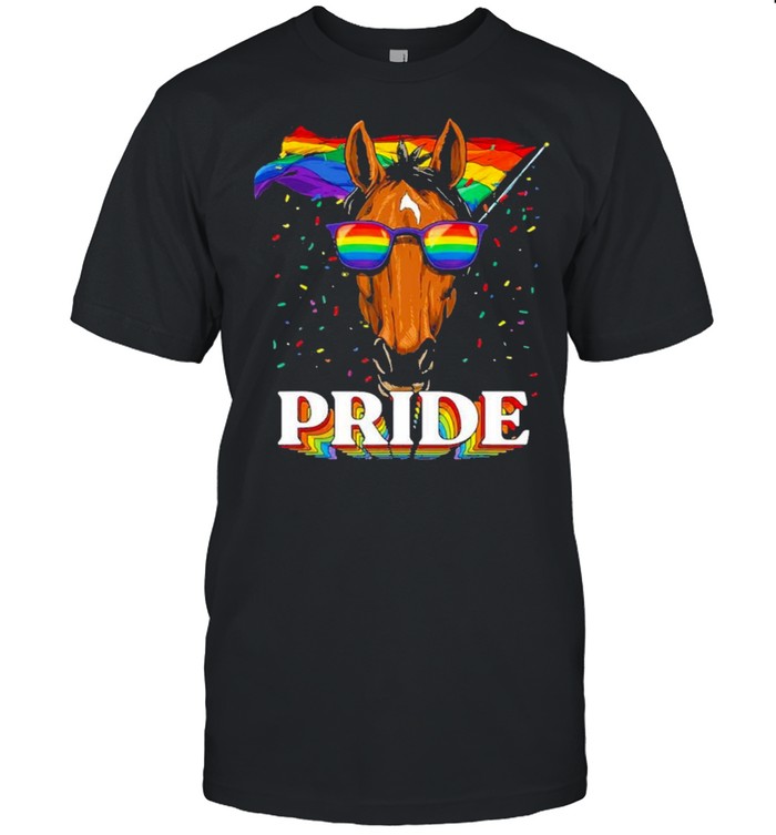 LGBT horse gay pride lgbtq rainbow flag sunglasses shirt Classic Men's T-shirt