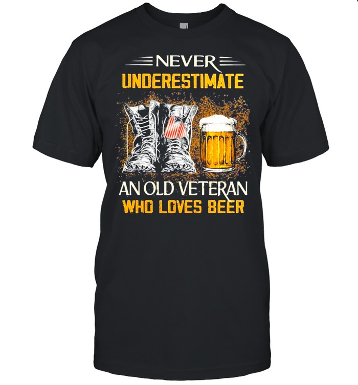 Never underestimate an old veteran who loves beer shirt Classic Men's T-shirt