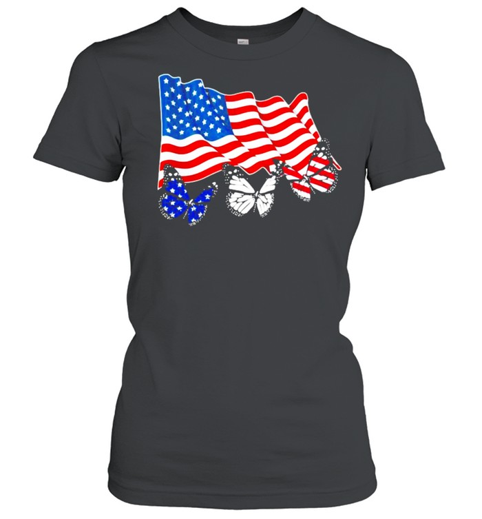 Butterfly American Flag  Classic Women's T-shirt