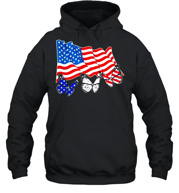 Butterfly American Flag  Unisex Hoodie