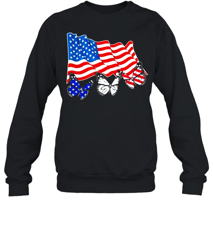 Butterfly American Flag  Unisex Sweatshirt
