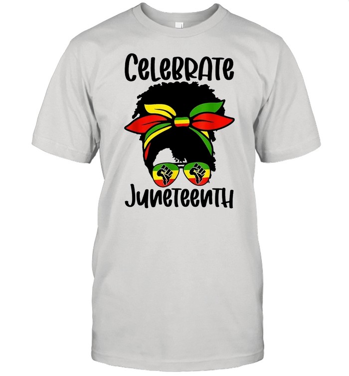 Celebrate Juneteenth Independence Day Black Messy Bun  Classic Men's T-shirt