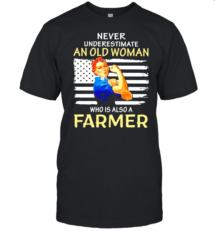 Never Underestimate A Woman Who Is Also A farmer Strong Girl Flag  Classic Men's T-shirt
