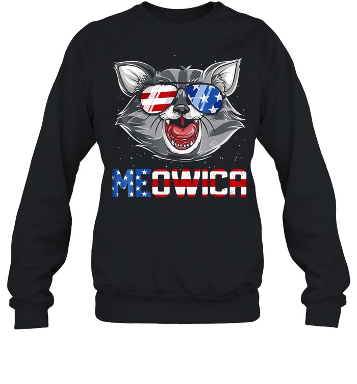 Meowica 4Th Of July Merica Cat American Flag  Unisex Sweatshirt