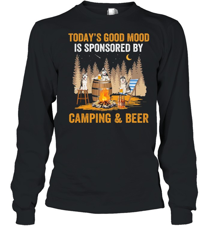 Wolf todays good mood is sponsored by camping and beer shirt Long Sleeved T-shirt