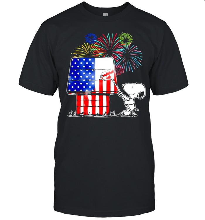House Snoopy Firework American Flag  Classic Men's T-shirt