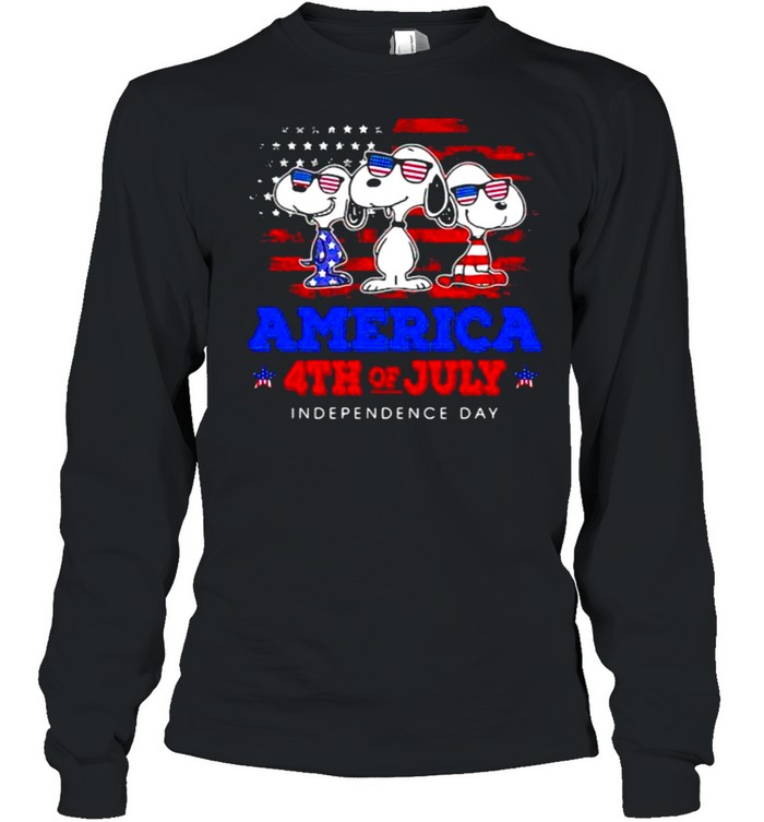 America 4th Of July Independence Day Snoopy  Long Sleeved T-shirt