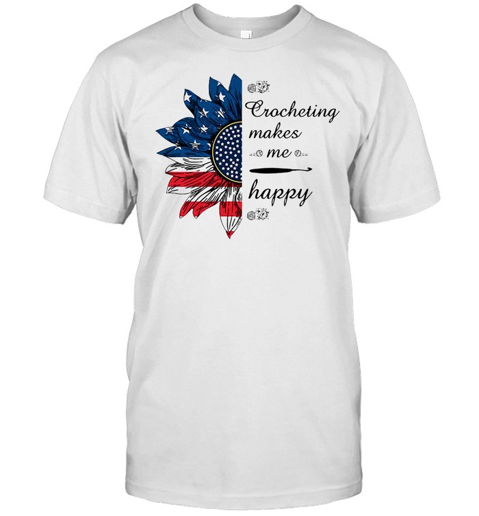 America Flower Crocheting Makes Me Happy T-shirt Classic Men's T-shirt
