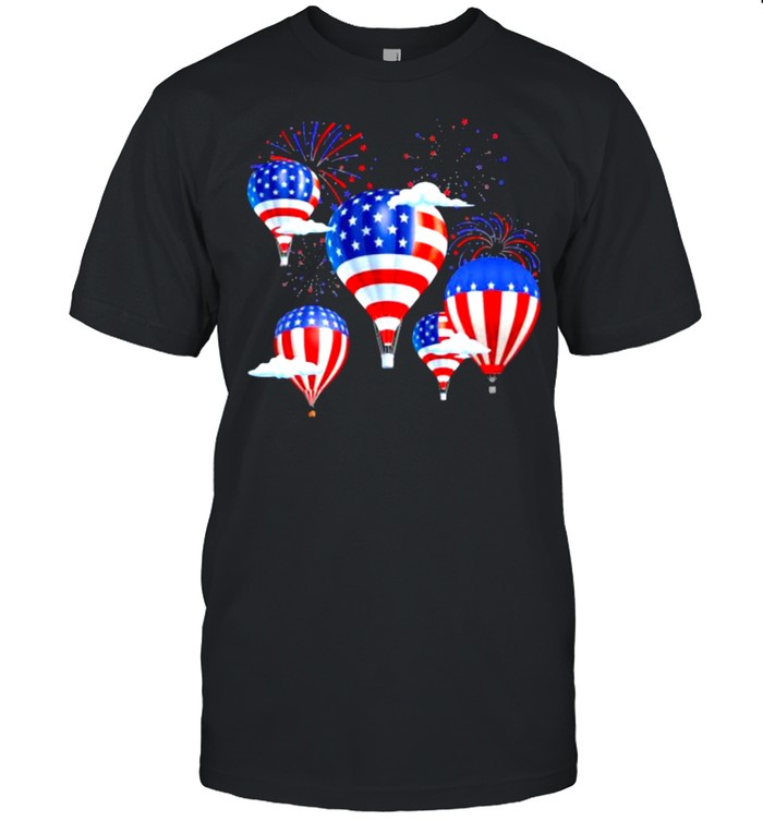 USA Flag Hot Air Balloons Firework  Classic Men's T-shirt