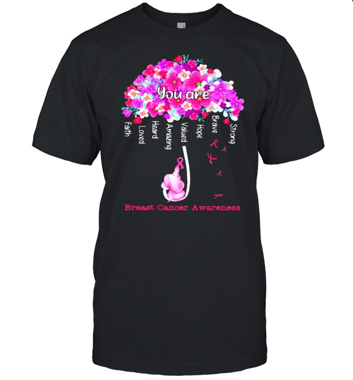 You Are Strong Breast Cancer Awareness Elephant Flower Shirt