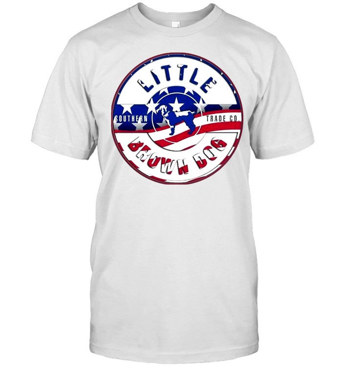 Little southern trade co brown dog american flag shirt