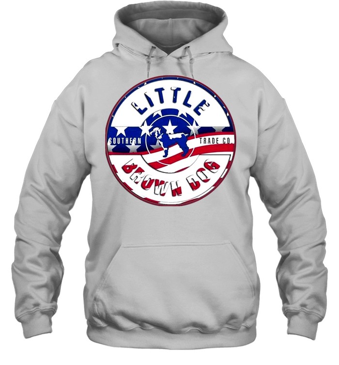 Little southern trade co brown dog american flag shirt Unisex Hoodie
