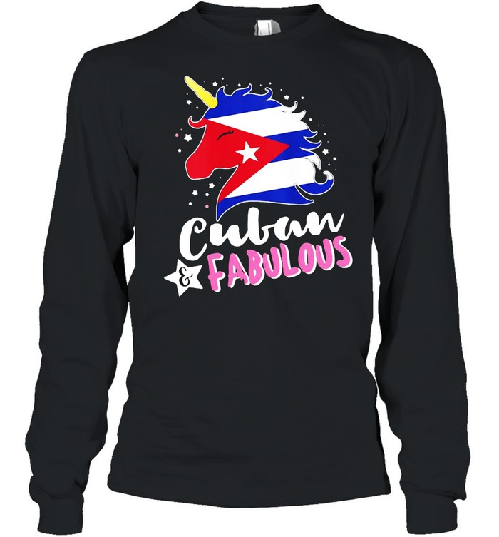 Unicorn Cuban Fabulous Flag T-shirt Long Sleeved T-shirt