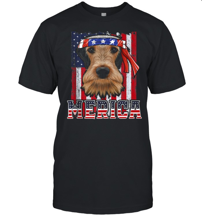 Airedale Terrier Merica 4th of July  Dog Patriotic Flag shirt Classic Men's T-shirt