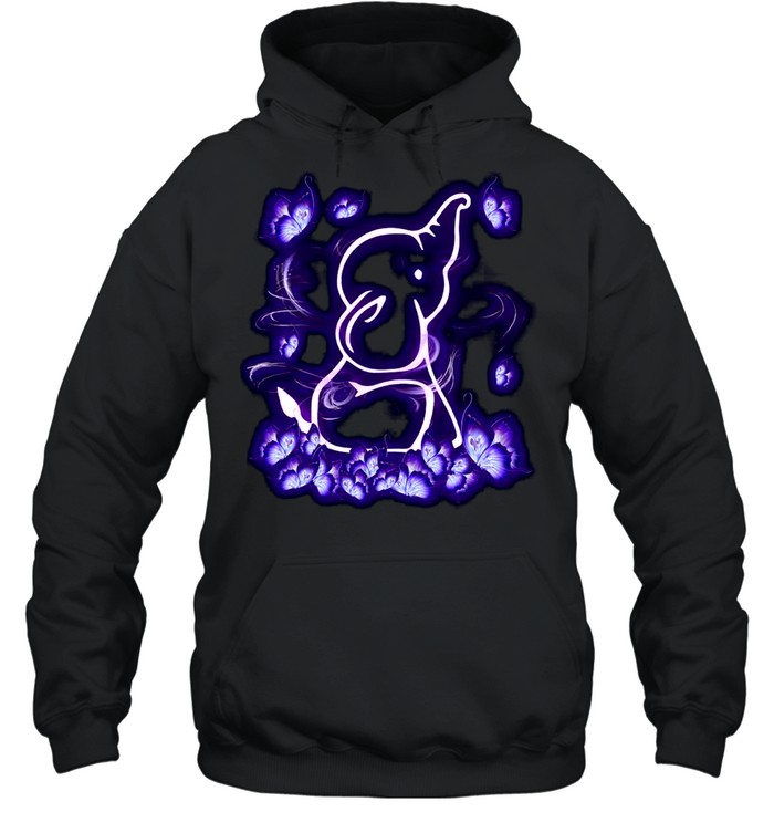 Butterfly And Elephant Magical Purple Elephant Lovers T-shirt Unisex Hoodie