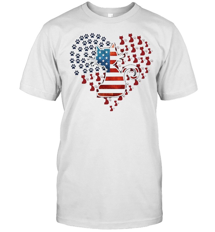 Cat American Heart 4th Of July T-shirt Classic Men's T-shirt