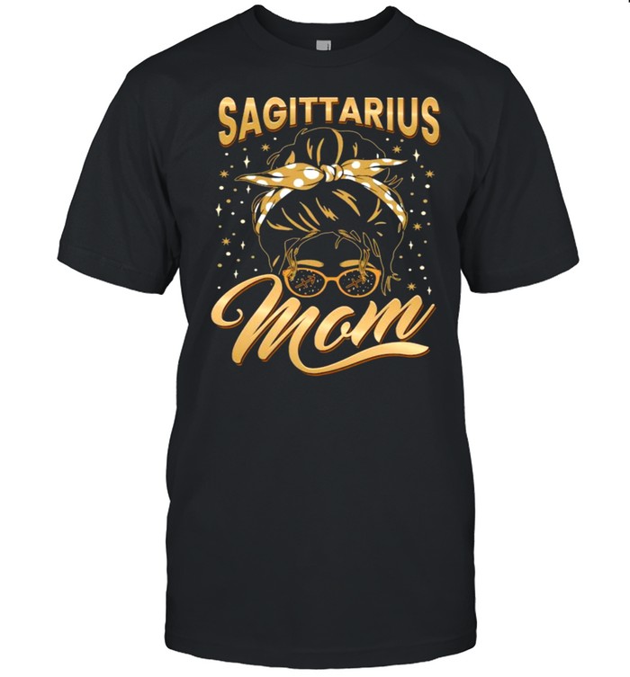 Sagittarius Mom Zodiac Sign Messy Bun Hairband Mothers T-Shirt